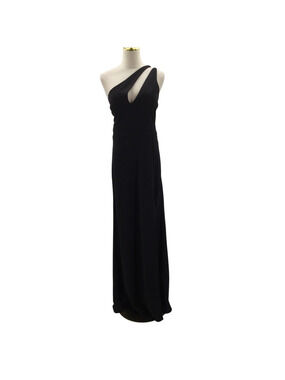 B.DARLIN SZ 15 /16 black one shoulder asymmetrical cutout formal maxi dress 0b5